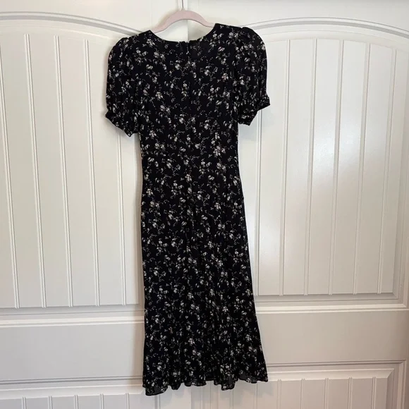 Reformation Delia Dress in Lucien black floral midi size 2 - Picture 9 of 12